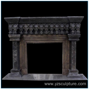 Antique Vintage Black Marble Fireplace Mantel